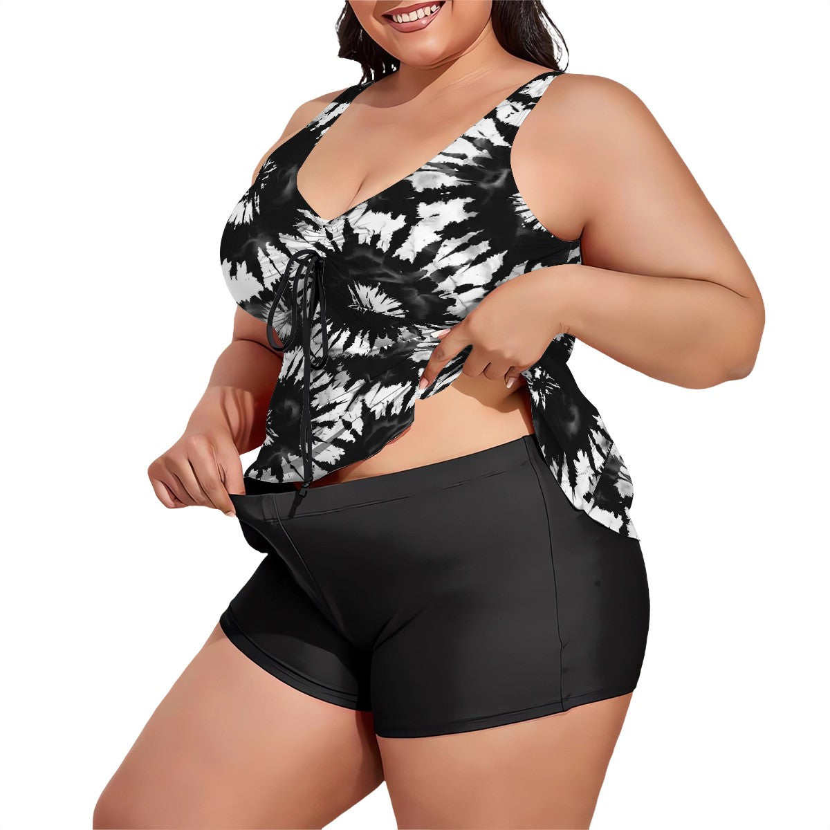 10 Tie Dye Designs, Plus Sized Women’s Two Piece Tankini Swimsuit