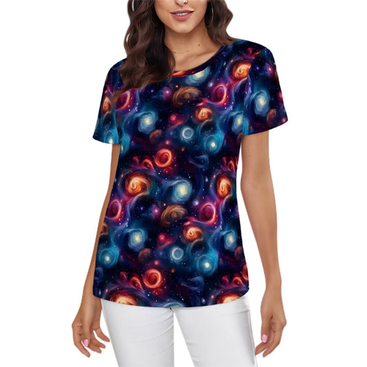 12 Galaxy, Outer Space Designs, Women’s Polyester Short Sleeve T-Shirt