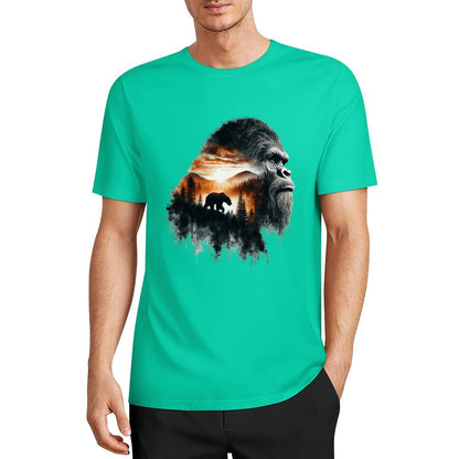 Bigfoot - Sasquatch Scenery Short Sleeve Cotton T-Shirt