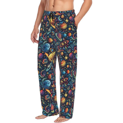 12 Galaxy / Outer Space Designs, Men’s Polyester, Drawstring, Pajama Pants