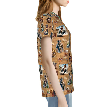 20 Bigfoot, Sasquatch Designs, Women’s Polyester Short Sleeve T-Shirt