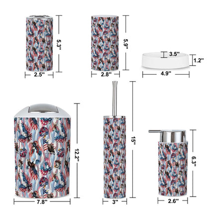 8 Patriot Designs, 5 Piece Bathroom Décor Set
