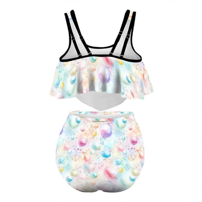 Fairy, Plus Size Women Bikini Flowy, Ruffle Top Swimsuit