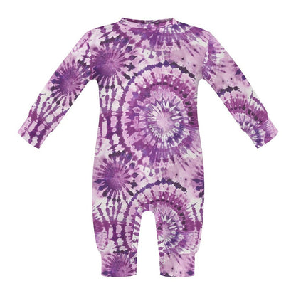 15 Tie Dye Designs, Long Sleeve Baby / Toddler Romper, Faux Cotton