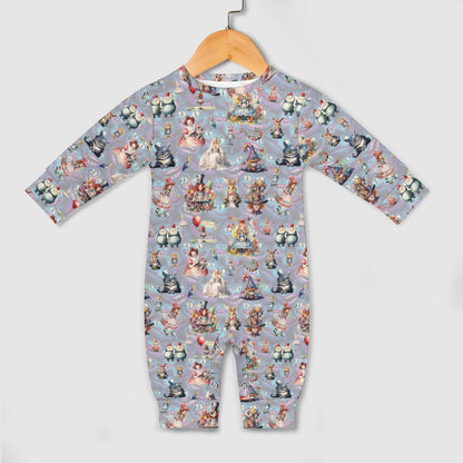 16 Misc Designs, Long Sleeve Baby / Toddler Romper, Faux Cotton