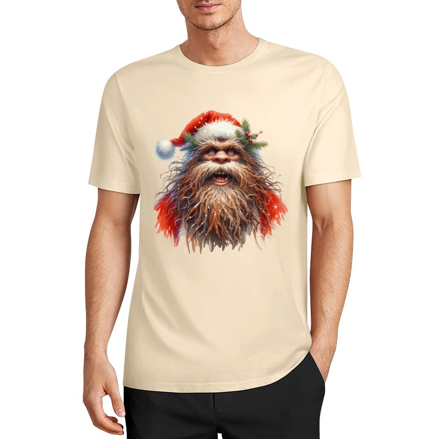 Bigfoot - Sasquatch Santa Short Sleeve Cotton T-Shirt