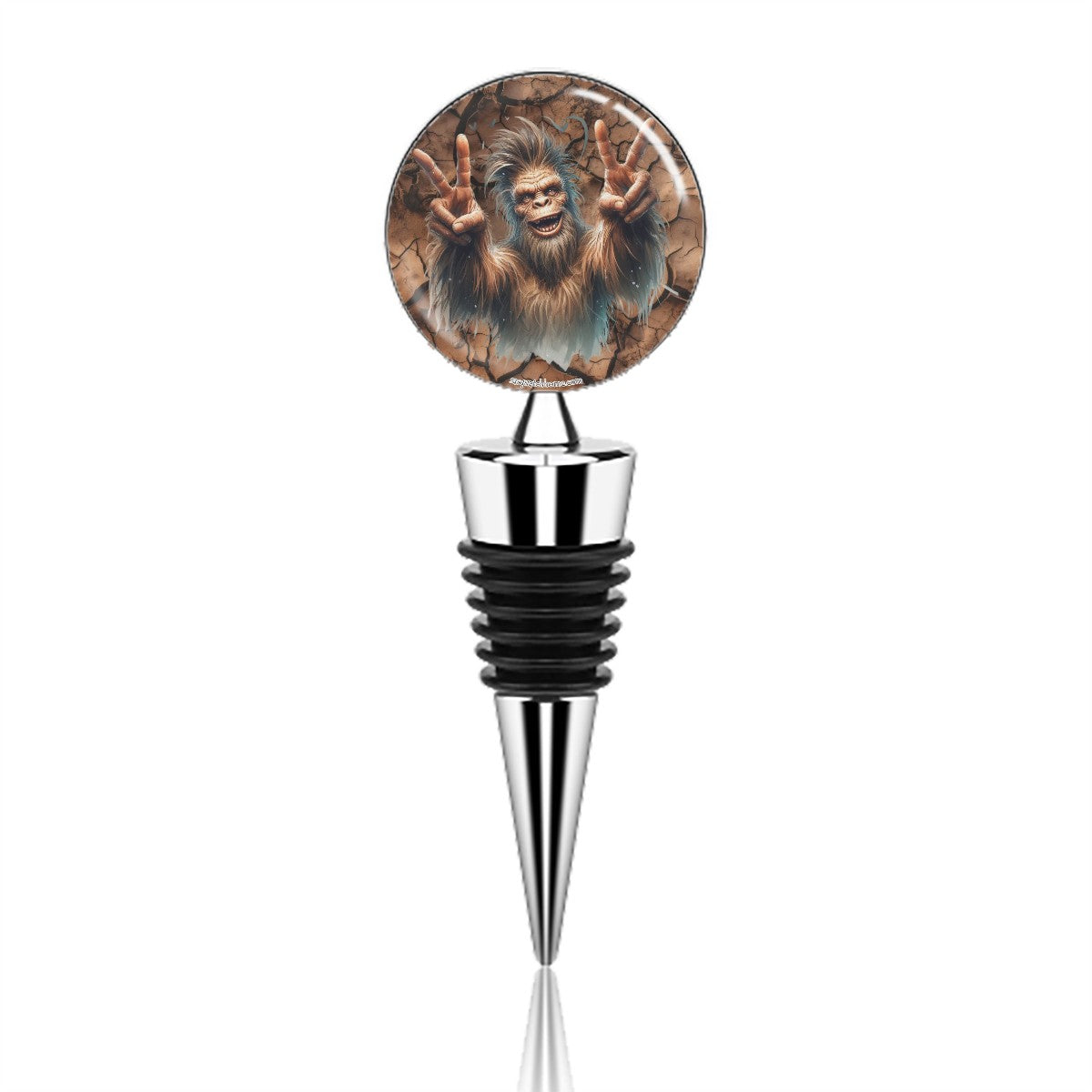 Happy Sasquatch / Bigfoot Face, Wine Bottle Stopper