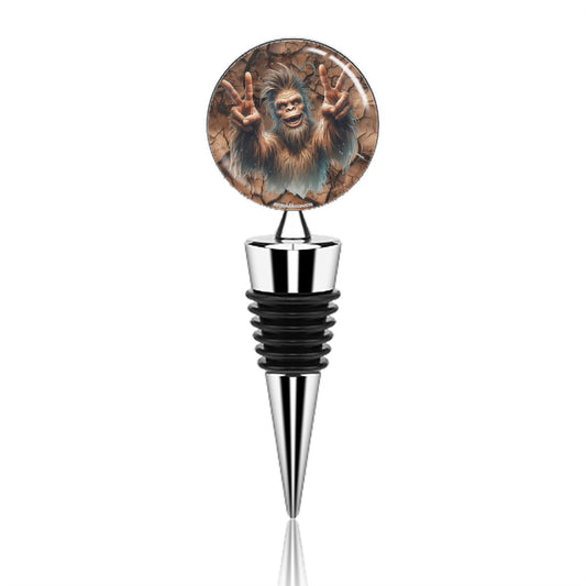 Happy Sasquatch / Bigfoot Face, Wine Bottle Stopper