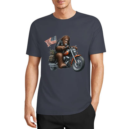 Bigfoot - Sasquatch on Motorcycle Short Sleeve Cotton T-Shirt