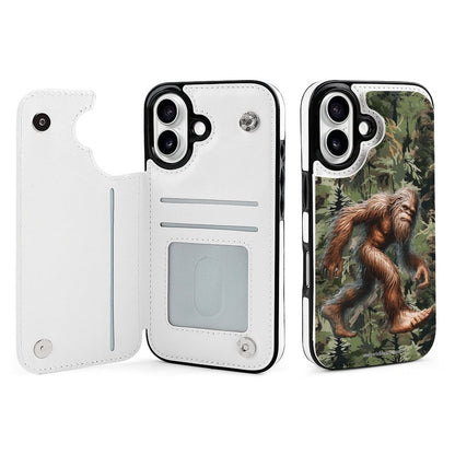 Bigfoot / Sasquatch in Woods, iPhone 16 Faux Leather Wallet Case
