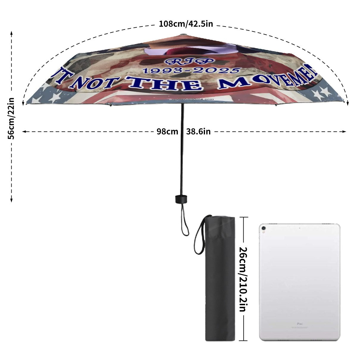 Charlie Kirk 38” UV Protection, Water Wicking Umbrella
