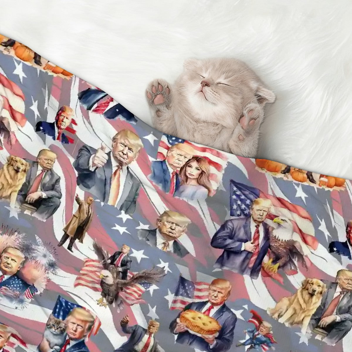 Donald Trump, MAGA, Fluffy, Soft Dog Blanket