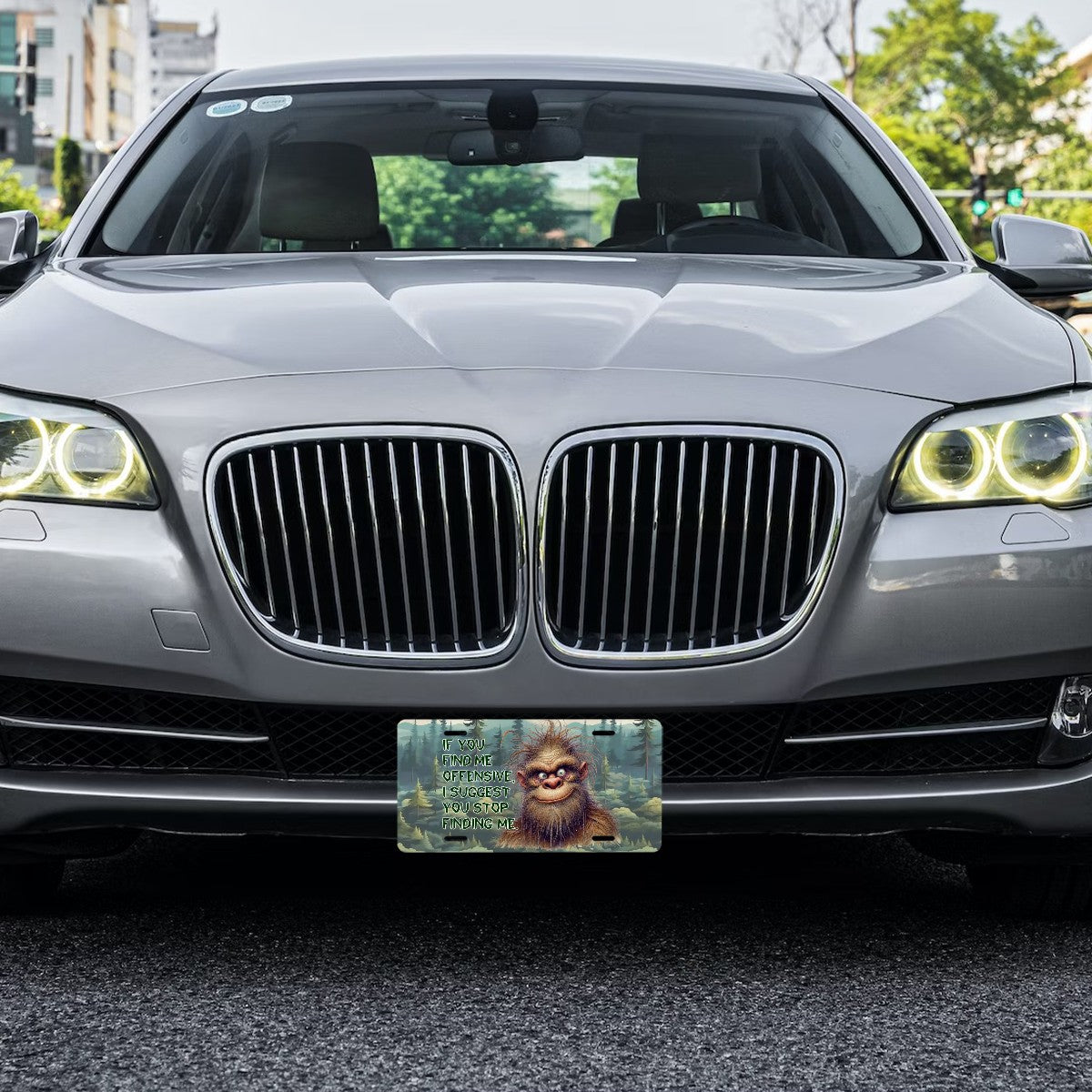 Bigfoot, Sasquatch, "If you find me offensive" - Automotive Vanity Plate, 12"x6", Aluminum License Plate