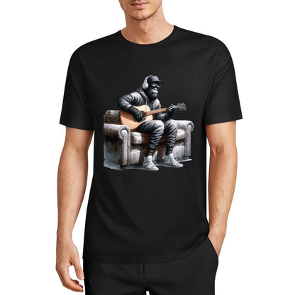 Bigfoot - Sasquatch Play Guitar Short Sleeve Cotton T-Shirt