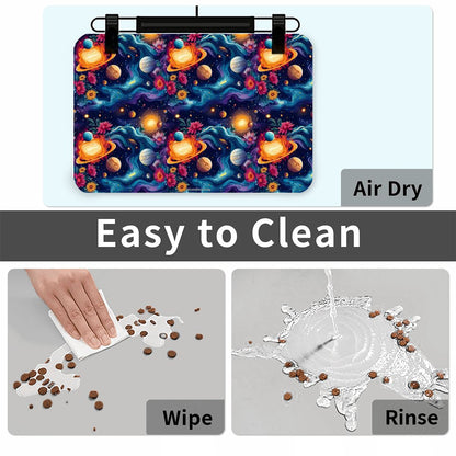 12 Galaxy / Outer Space Designs, Waterproof Pet Food Mat