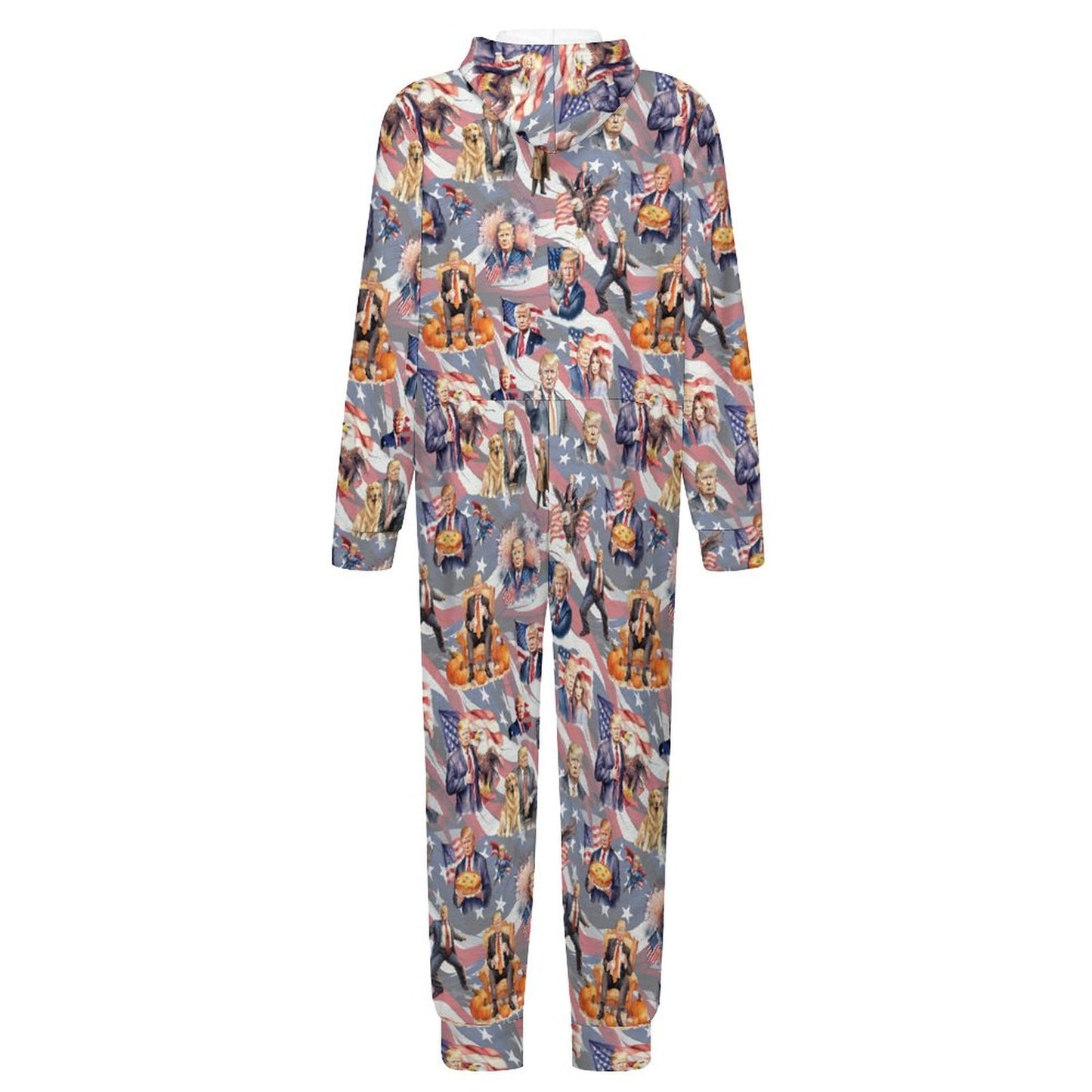 10 Donald Trump Design, Youth Flannel Footless Zip up Pajama Jumpsuit