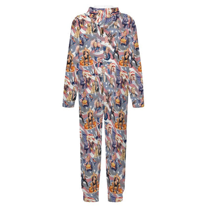 10 Donald Trump Design, Youth Flannel Footless Zip up Pajama Jumpsuit