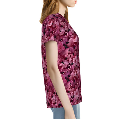 10 Beautiful Flower Designs, Women’s Polyester Short Sleeve T-Shirt