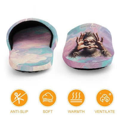 Bigfoot Sasquatch Heart Hands, Flannel Children's Cotton Slippers