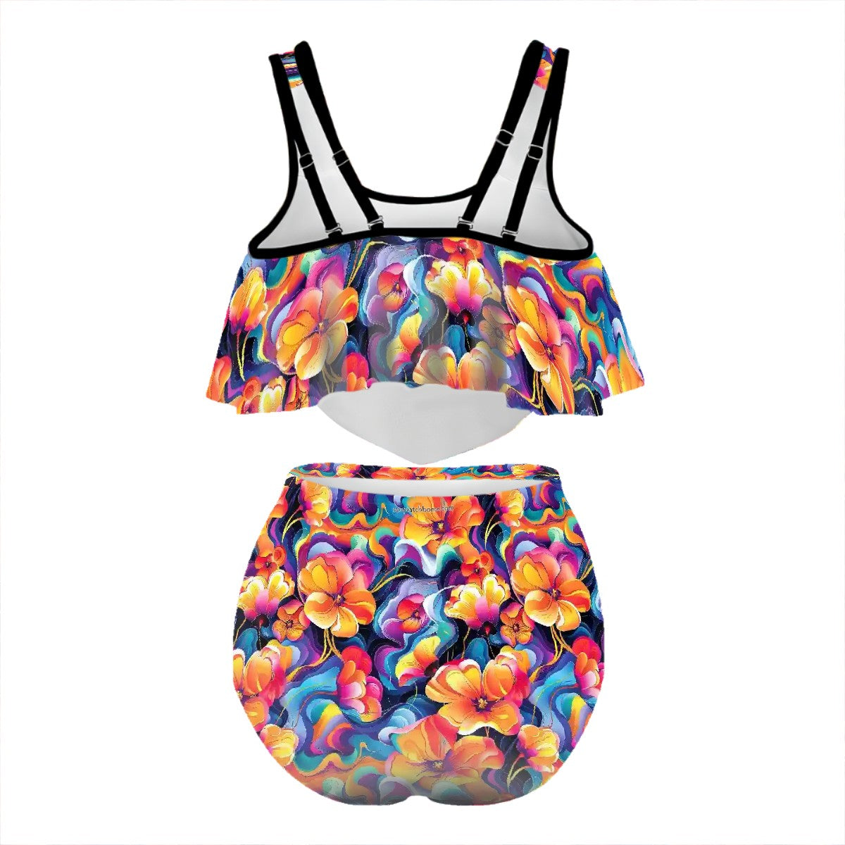 Hawian Bigfoot / Sasquatch, Plus Size Women Bikini Flowy, Ruffle Top Swimsuit