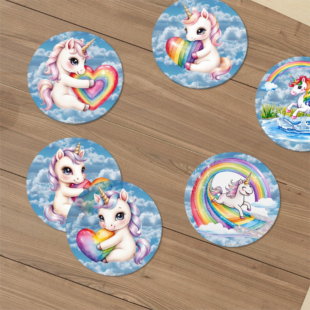 Unicorns Round Ceramic Coasters Set of 6