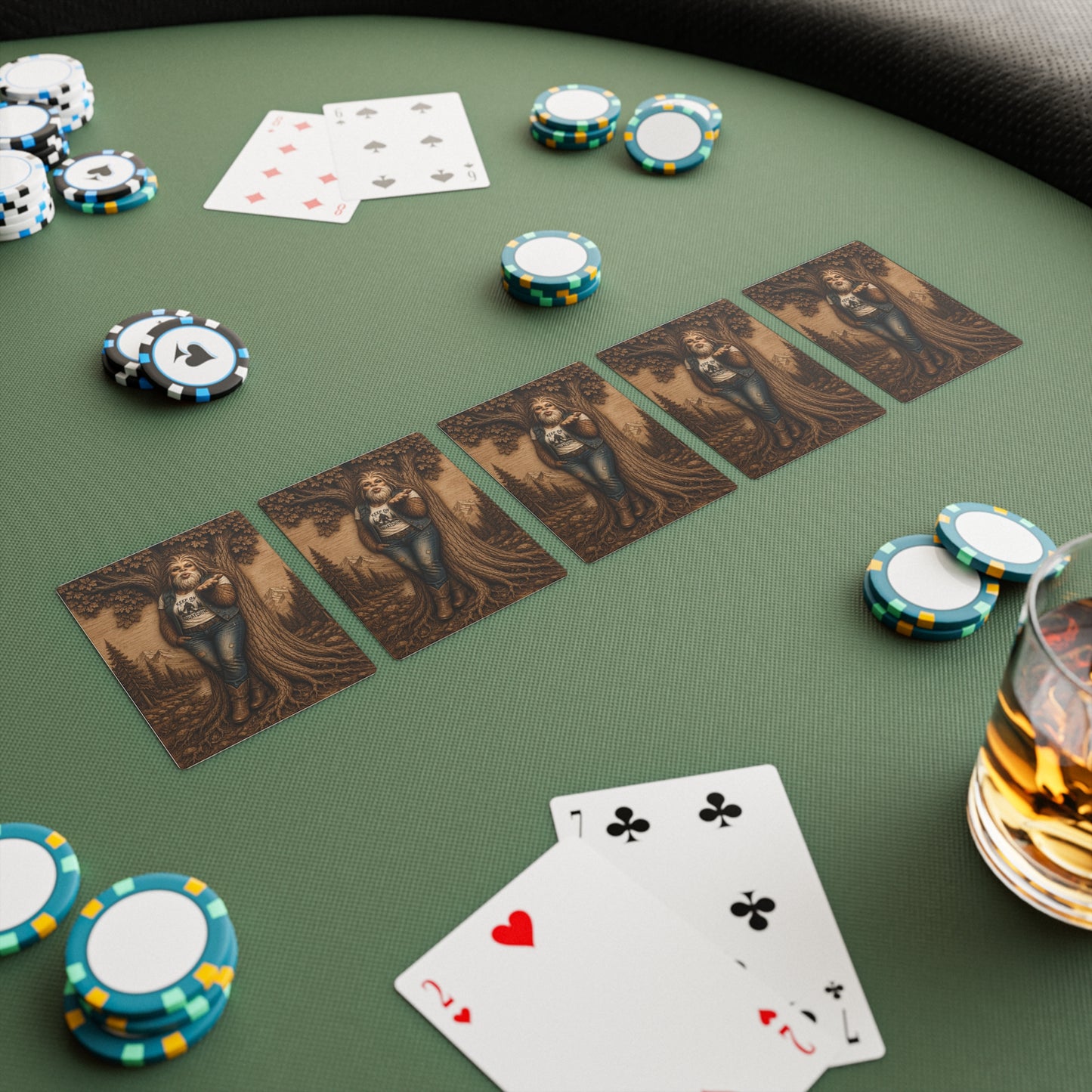 Bigfoot Sasquatch Kissy Face Playing Cards