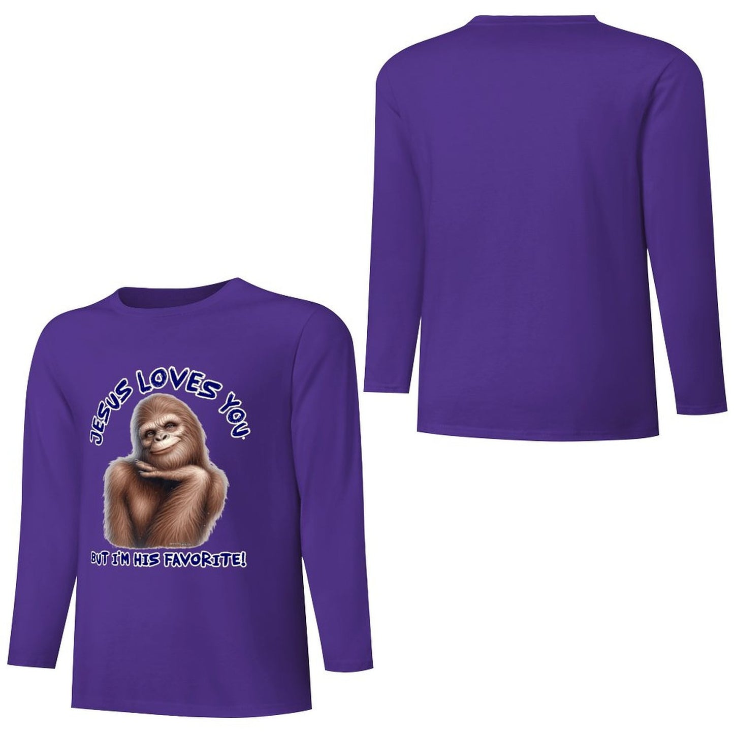Bigfoot - Sasquatch "Jesus loves you..", Cotton Unisex Long Sleeve T-shirt