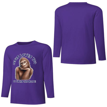 Bigfoot - Sasquatch "Jesus loves you..", Cotton Unisex Long Sleeve T-shirt