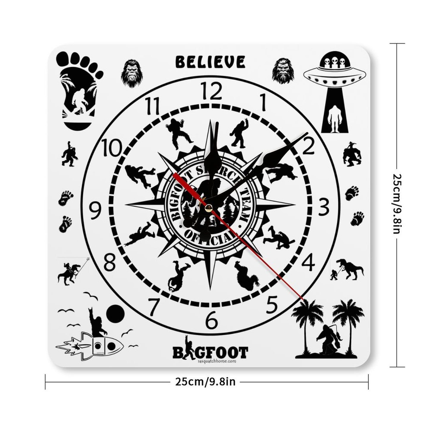 Bigfoot Sasquatch Square Wall Clock