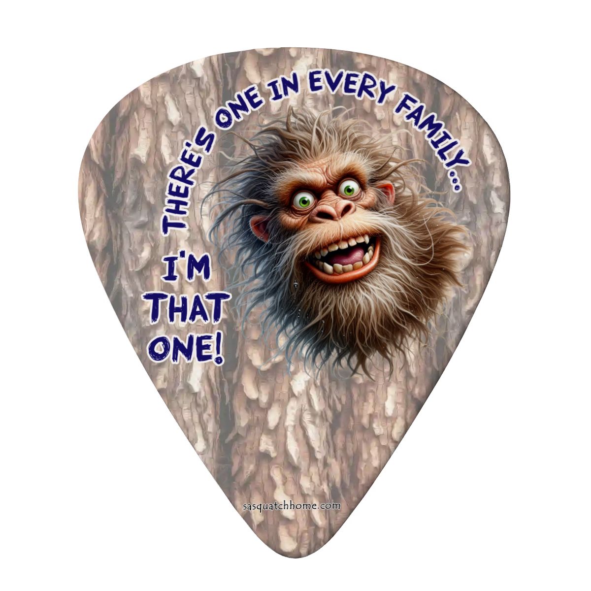 6 Guitar Picks with Keychain Snap Pick Wallet- Sasquatch Bigfoot "There's on in.."  – 3 Thicknesses