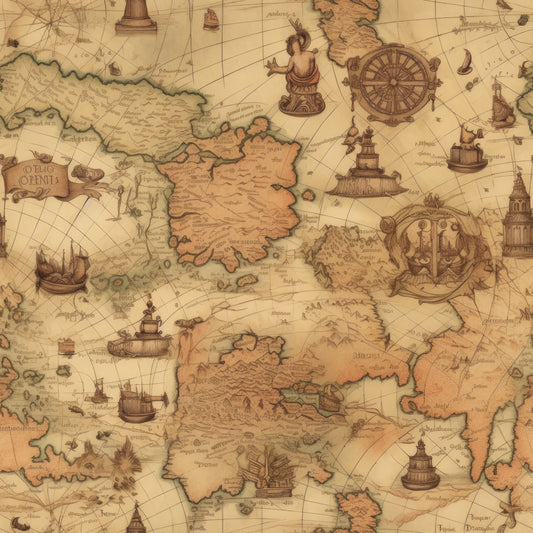Old World Map Maritime, 3 Pack Gift Wrapping Paper Sheets - Over 300 Square Feet of Gift Wrap