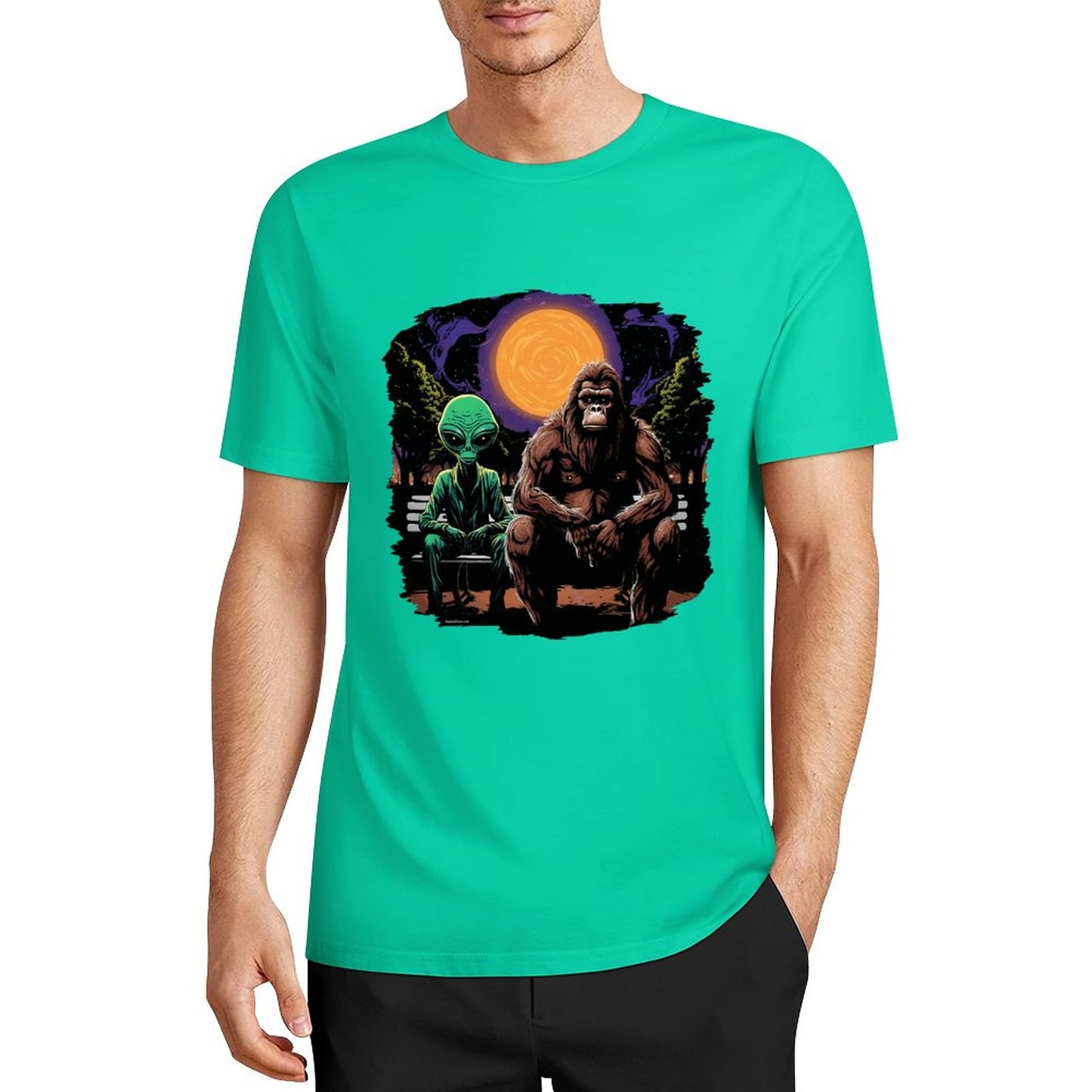 Bigfoot - Sasquatch & Alien Short Sleeve Cotton T-Shirt