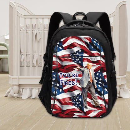 Donald Trump "You're Fired", Large Capacity, Oxford Travel, Laptop Bag with USB Charger