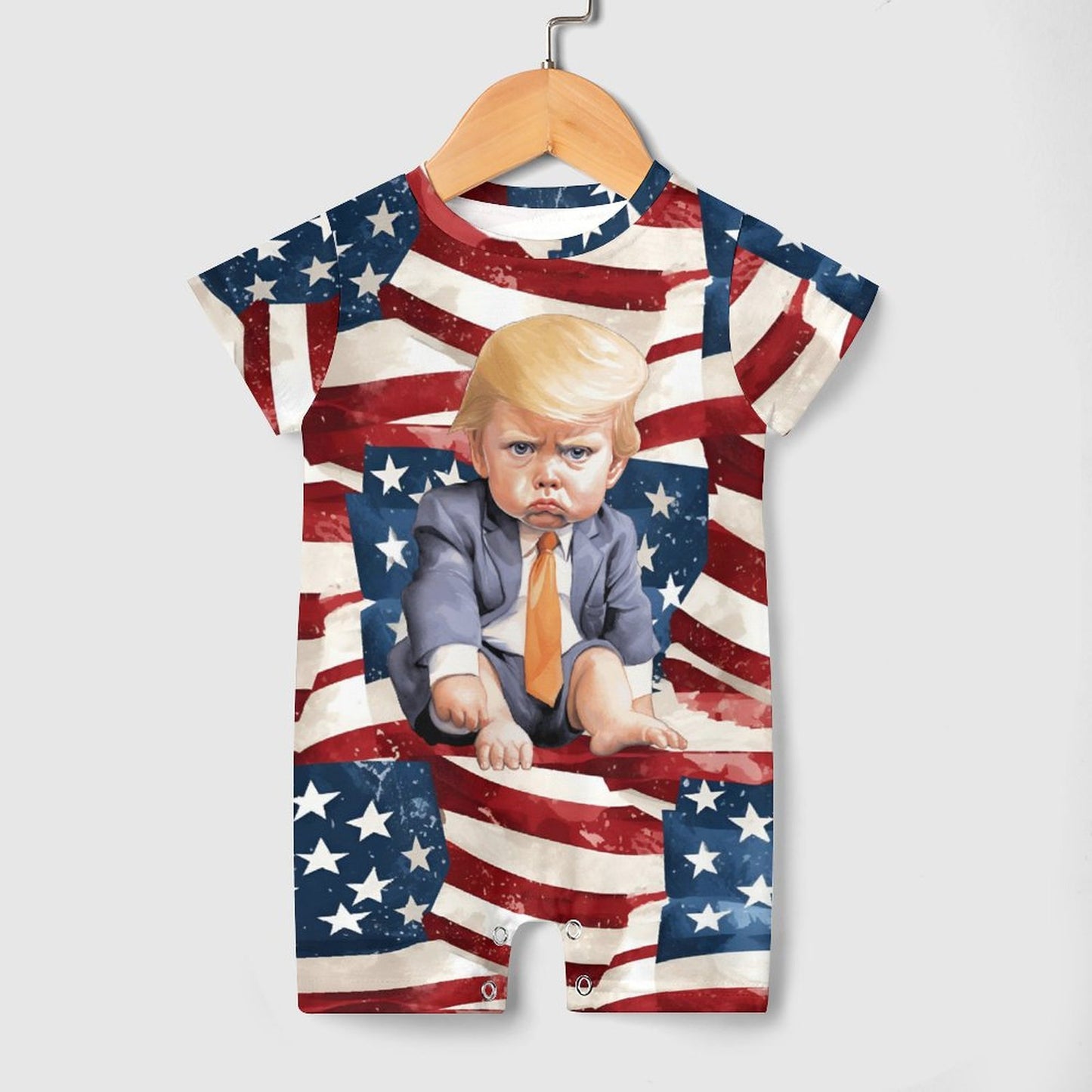 Baby Donald Trump, Faux Cotton Short Sleeve Baby Bodysuit Romper
