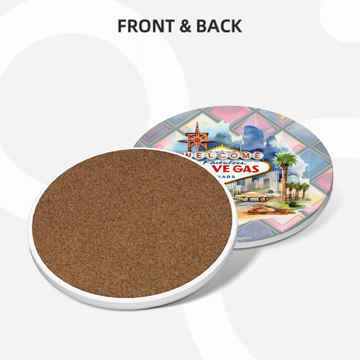 Las Vegas, Gambling Theme, 6 Ceramic Coasters w metal stand