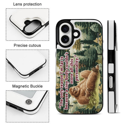 Bigfoot / Sasquatch "I'm only this fat..", iPhone 16 Faux Leather Wallet Case