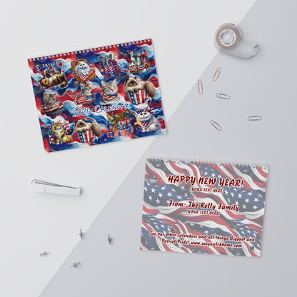 Patriot Kitties 2026 8x11 Wall Calendar, Personalize As Gift Home Decor, Gift for Holidays, Office Organization