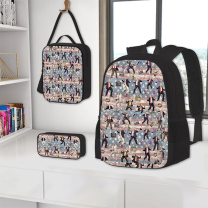 20 Donald Trump Designs, 3 Piece Bag Set – Oxford Backpack, Lunch Bag, Pencil Pouch