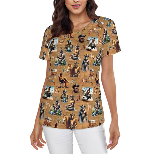 20 Bigfoot, Sasquatch Designs, Women’s Polyester Short Sleeve T-Shirt