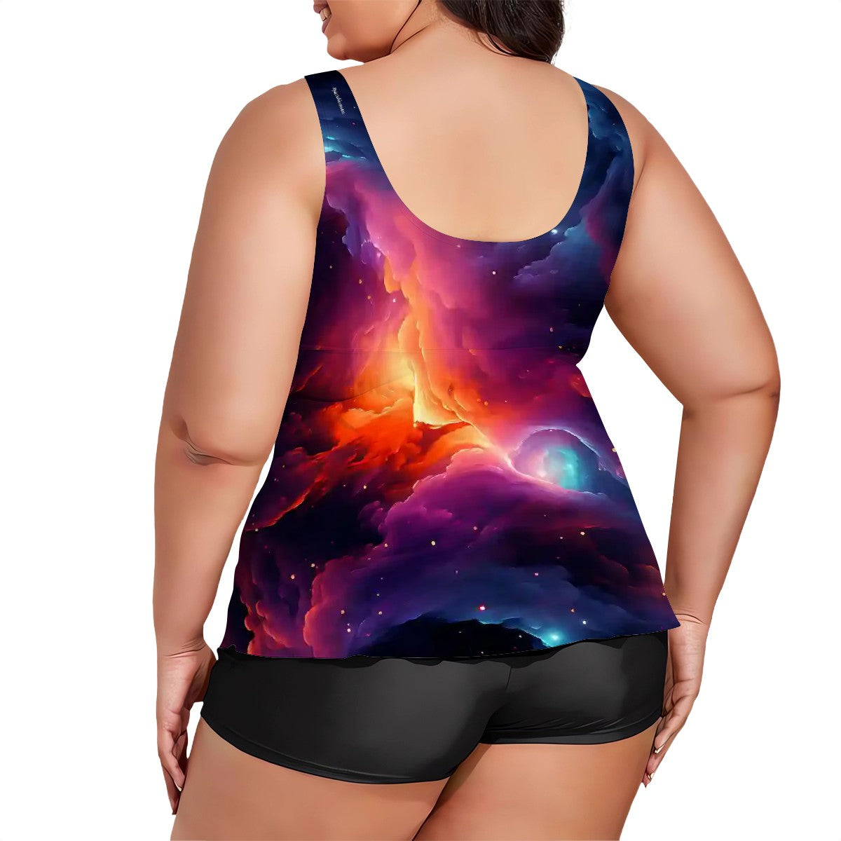 12 Galaxy, Outer Space Designs, Plus Sized Women’s Two Piece Tankini Swimsuit