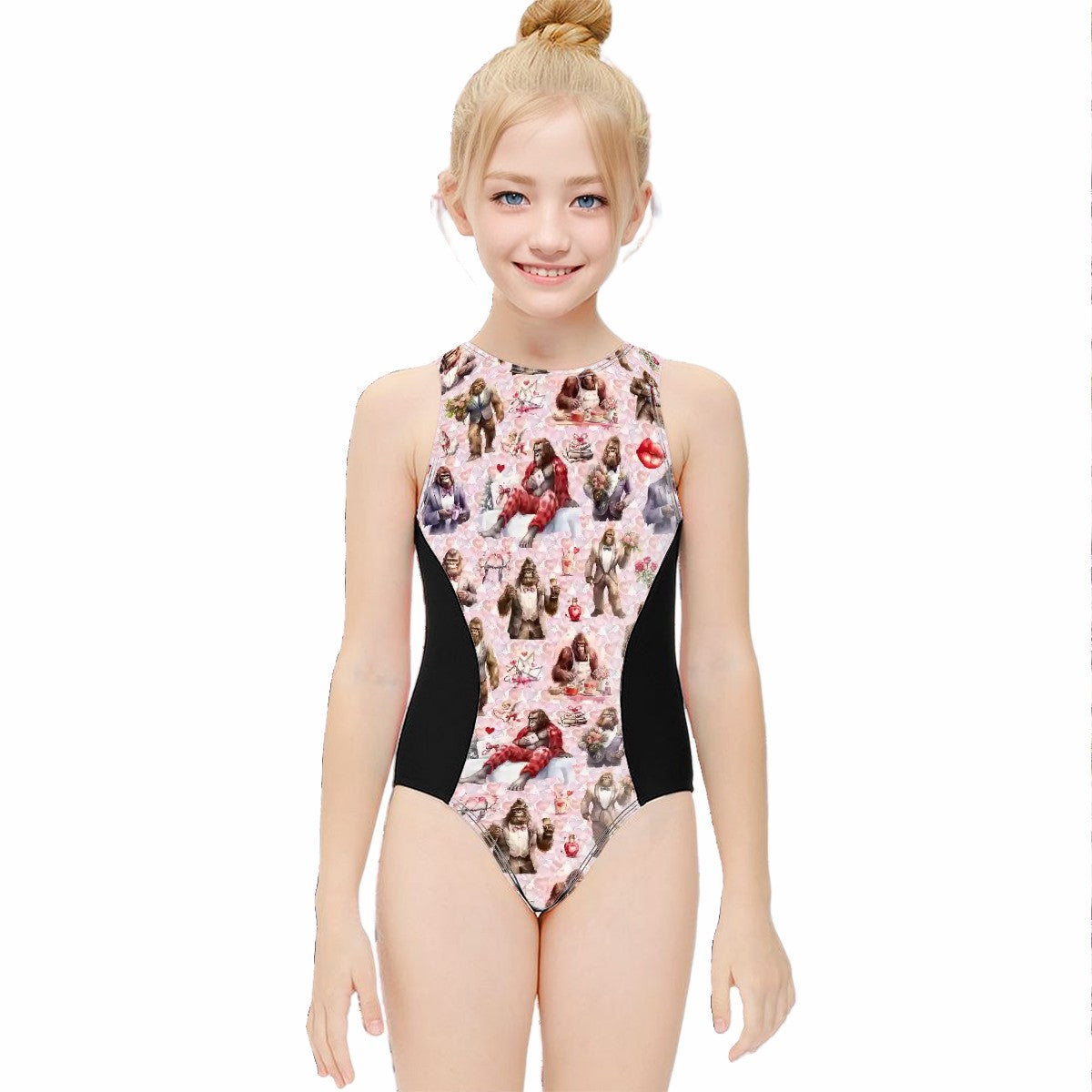 Girl’s One Piece Swimsuits, child swimwear - 20 Bigfoot, Sasquatch Designs