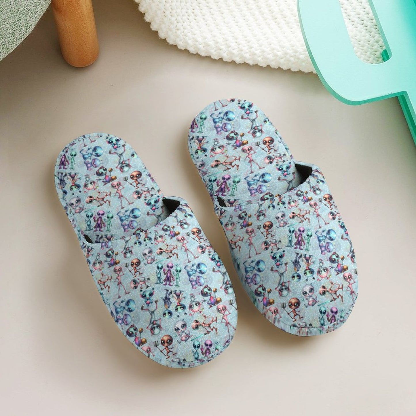 6 Alien Designs Flannel Children's Cotton Slippers