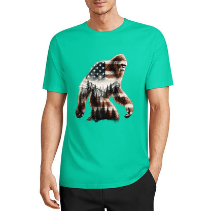 Bigfoot - Sasquatch Flag Scenery Cotton Unisex Long Sleeve T-shirt