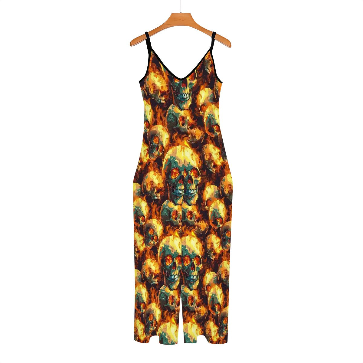 Flaming Skulls, Casual Jumpsuits for Women