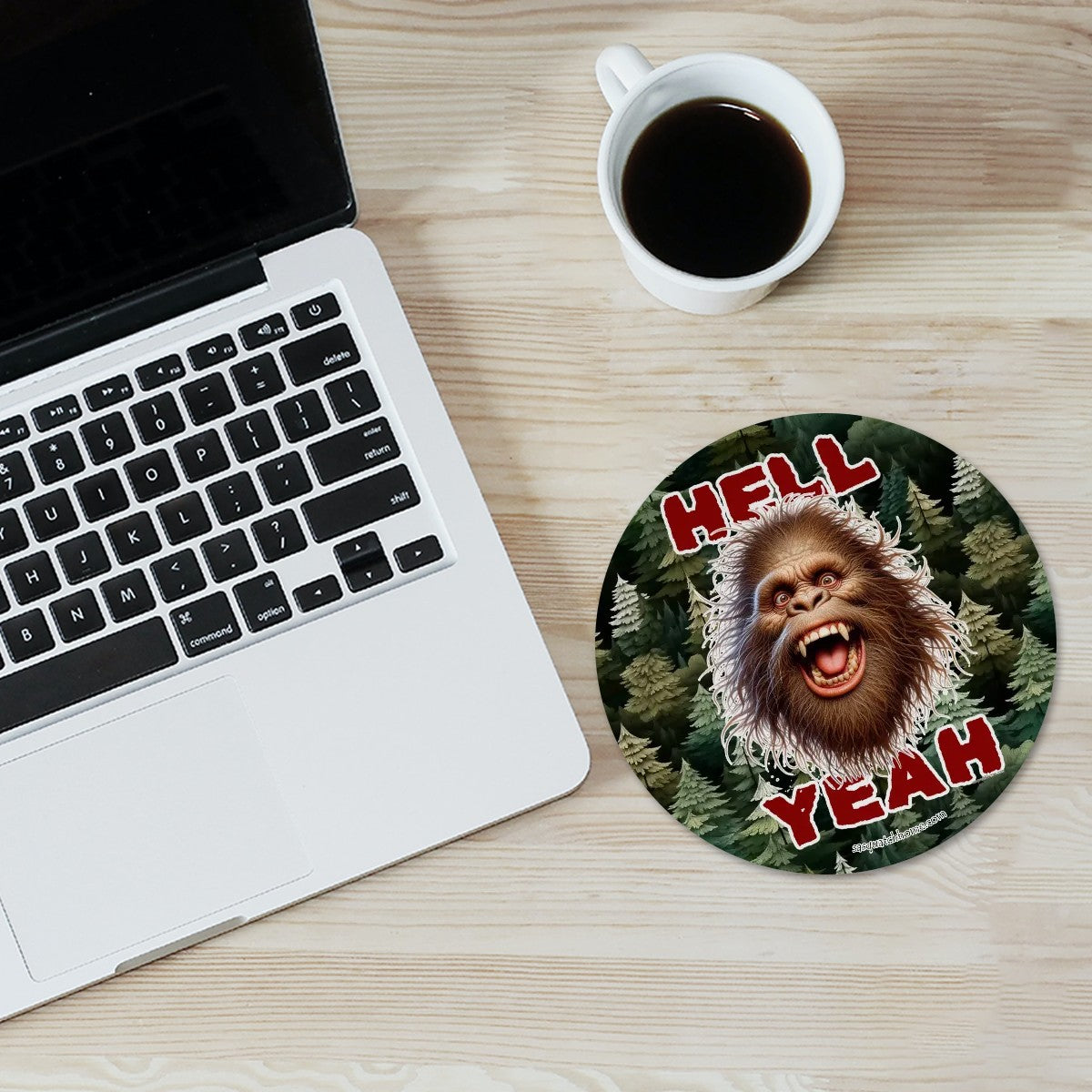 8” Round Mouse pad, Bigfoot / Sasquatch – Anti slip rubber