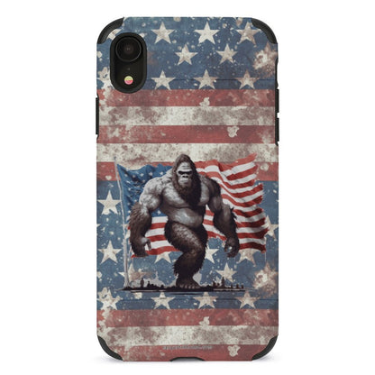 Bigfoot Sasquatch With Flag, Microfiber iPhone 11 Cases