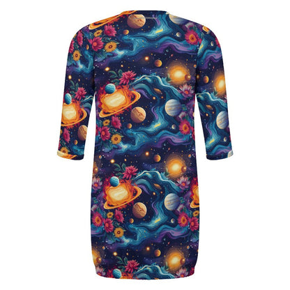 12 Galaxy, Outer Space Designs, Baby Long Sleeve Faux Cotton Sleeper Gown