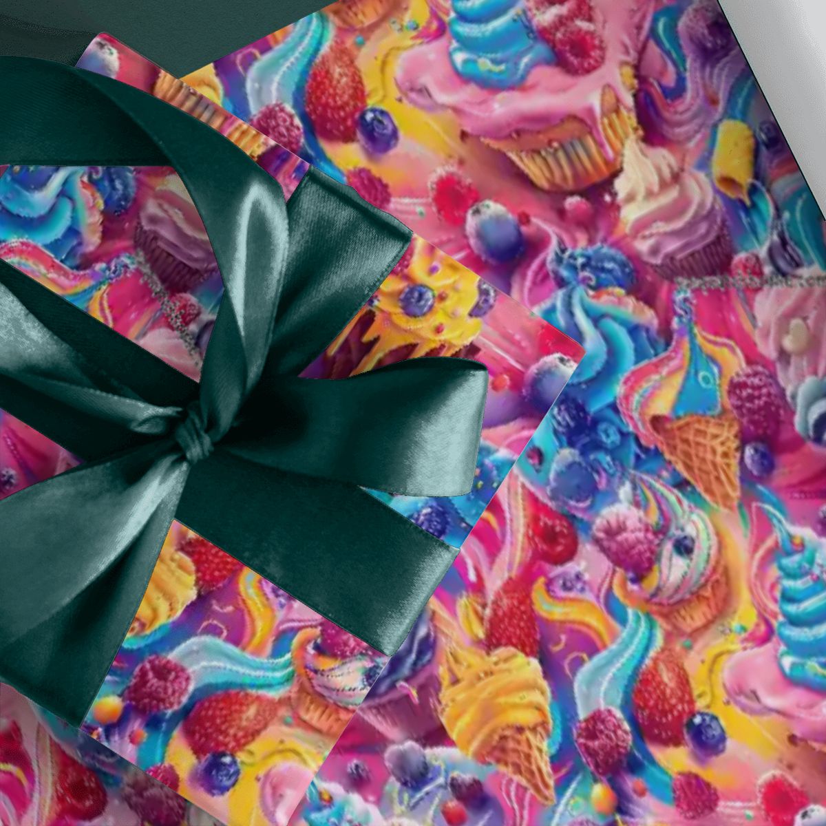 Psychedelic Cupcakes,3 Pack Gift Wrapping Paper Sheets