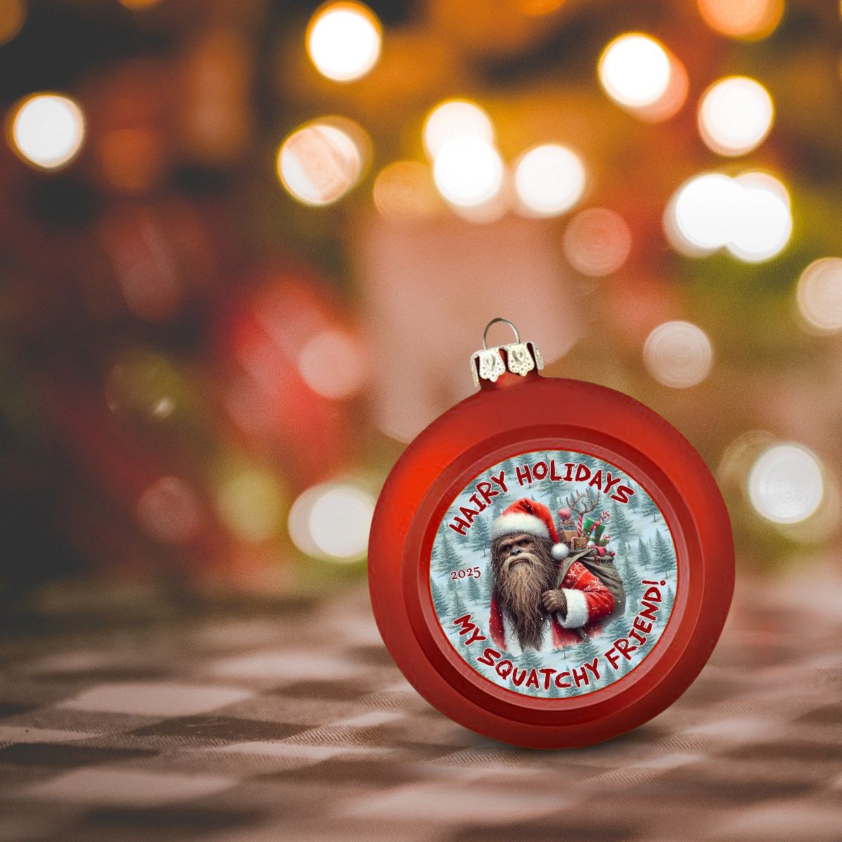 Bigfoot Sasquatch Santa "Hairy Holidays..", Christmas Ball Ornaments
