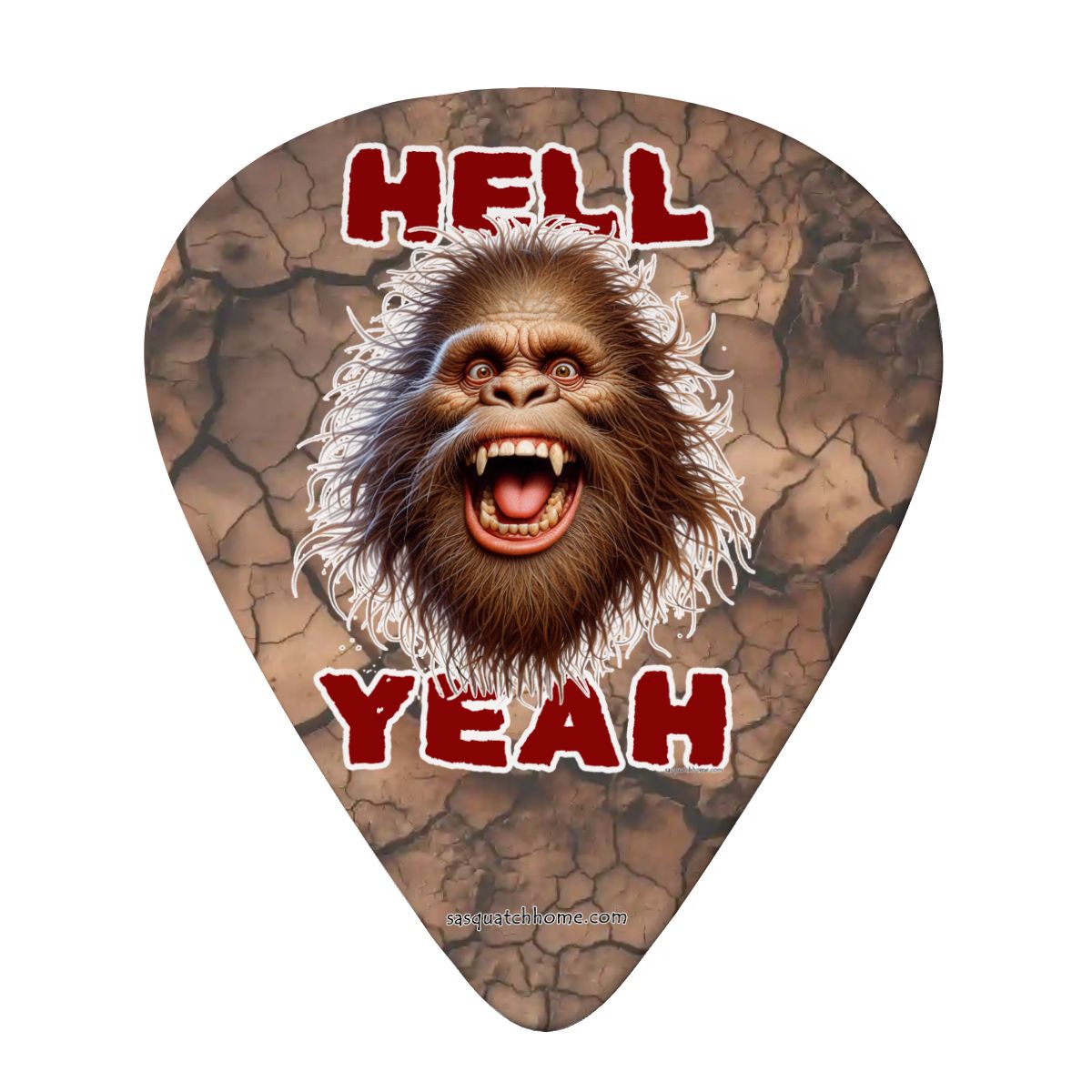 6 Guitar Picks with Keychain Snap Pick Wallet- Bigfoot Sasquatch "Hell Yeah"  – 3 Thicknesses
